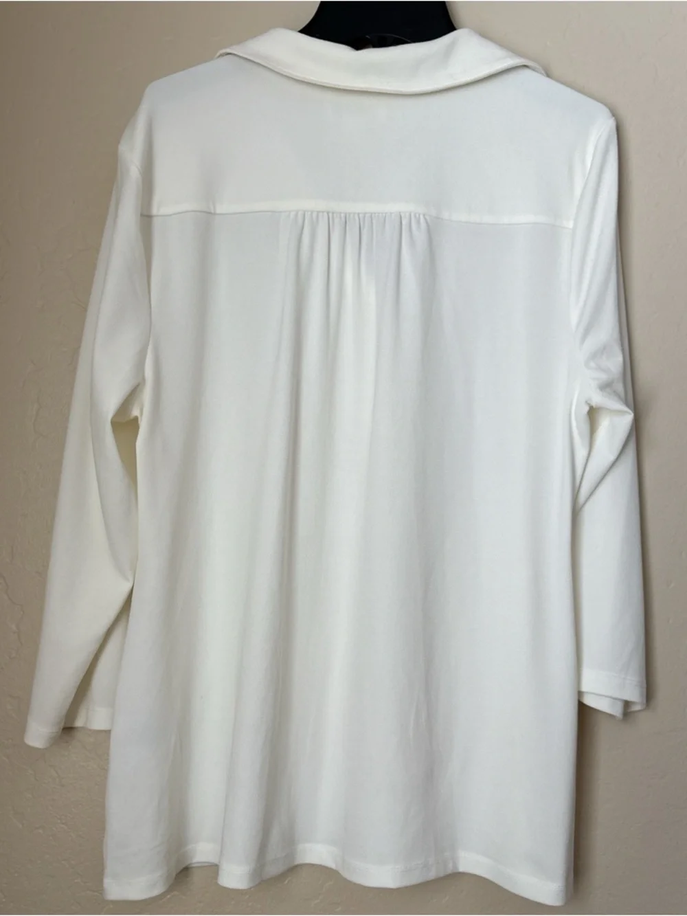 Charter Club Cream Button-Front Polo Tunic with Gold Buttons - Picture 3 of 6
